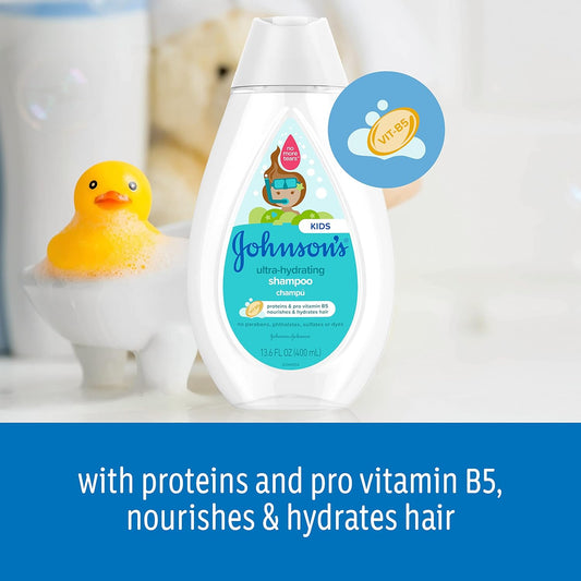 Johnson'S Baby Ultra-Hydrating Tear-Free Kids' Shampoo With Pro- Vitamin B5 & Proteins, Paraben-, Sulfate- & Dye-Free Formula, Hypoallergenic & Gentle For Toddler'S Hair, 13.6 Fl. Oz