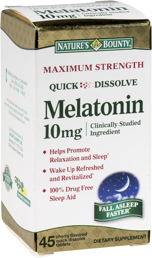 Nature's Bounty Melatonin 10 mg Quick Dissolve Tablets 45 ea (Pack of 3) : Health & Household