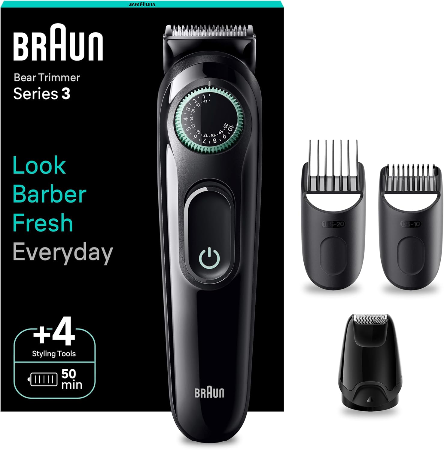 Braun Bt3410 Beard Trimmer, Beard Trimmer/Trimmer/Hair Trimmer, Men'S Hair Trimmer With Ultra Sharp Blade, 40 Length Settings, With 50 Minutes Wireless Running Time