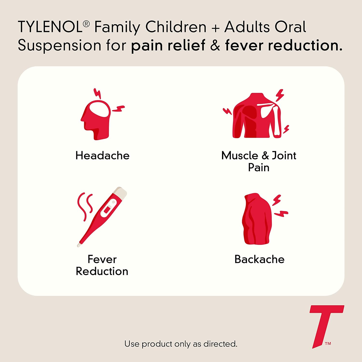 Tylenol Child & Adult Oral Suspension for Pain & Fever, Acetaminophen, Cherry, 8 fl. oz : Health & Household