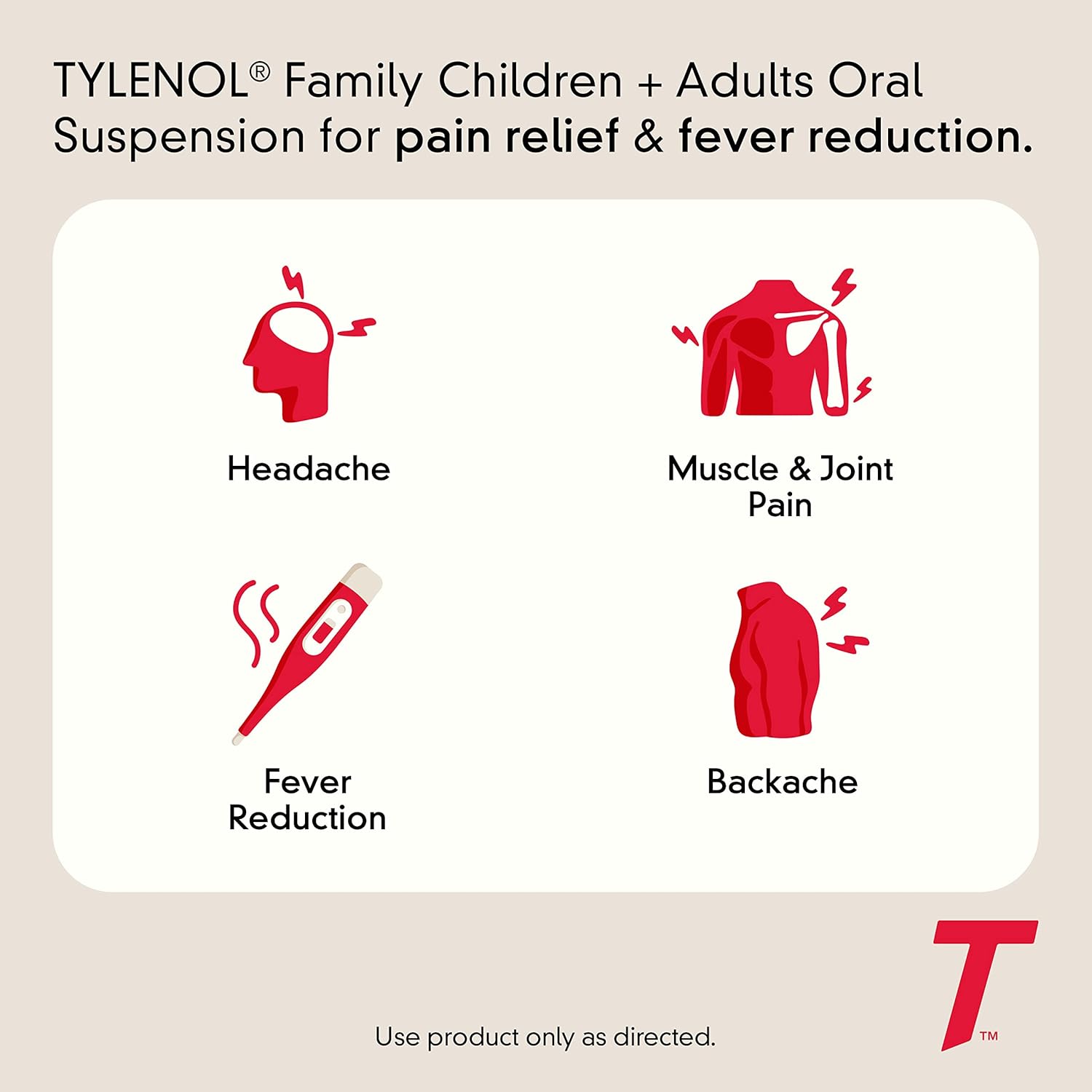 Tylenol for Children & Adults Liquid Pain Relief and Fever Medication, Oral Suspension, Dye-Free Acetaminophen, Fever Reducer, Liquid Medicine for The Family; Cherry Flavor, 8 fl. oz.; Pack of 1 : Health & Household