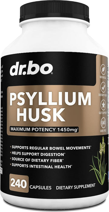 Psyllium Husk Capsule Fiber Supplement - Natural Powder Capsules for Constipation Relief for Adults - Nutritional Soluble Fiber Pills & Daily Regularity Support - Bulk Seed Husks Digestion Supplements