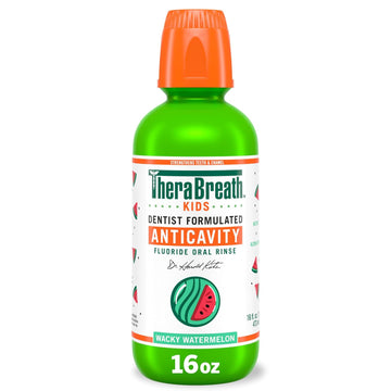 Therabreath Kids Mouthwash With Fluoride, Organic Strawberry Splash, Anticavity, Dentist Formulated, 16 Fl Oz