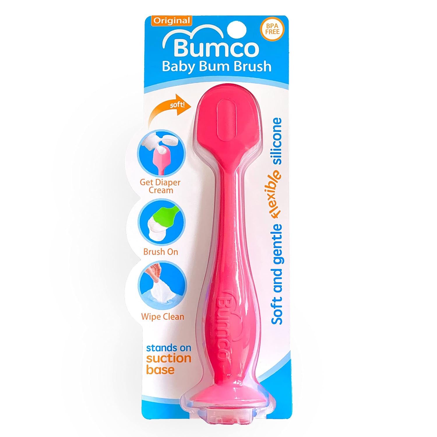 Bumco Diaper Cream Spatula - BPA-Free Butt Paste Diaper Cream Applicator, Soft & Flexible Diaper Rash Cream Applicator, Butt Spatula Baby, Mom-Invented Diaper Bag Essentials (Pink)