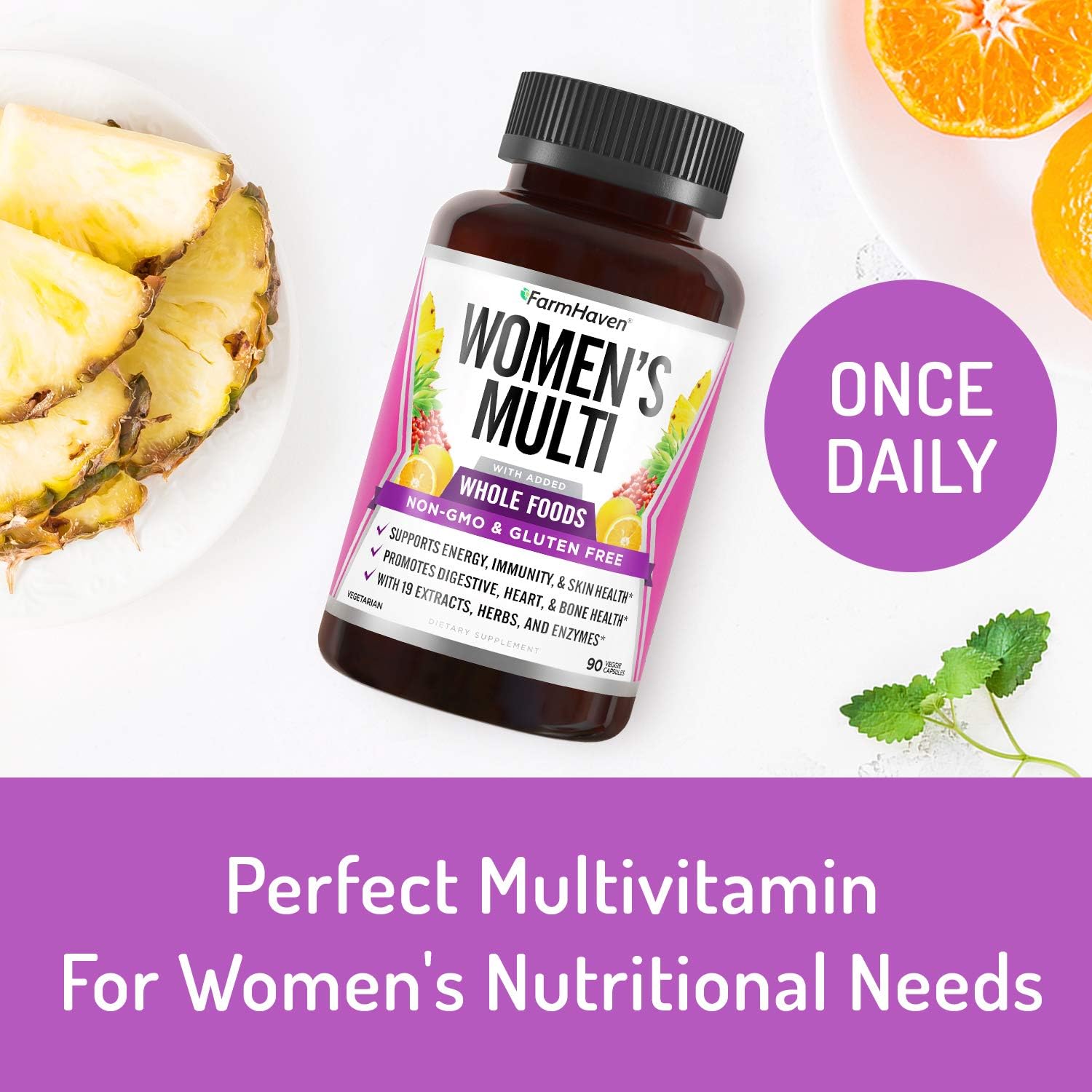 FarmHaven Multivitamin for Women - Whole Food Daily Multi Supplement with B Vitamins, D3, Folate, Enzymes - Boosts Energy, Immune, Heart Health - Non-GMO, Vegetarian - Pack of 2_180 Capsules : Health & Household