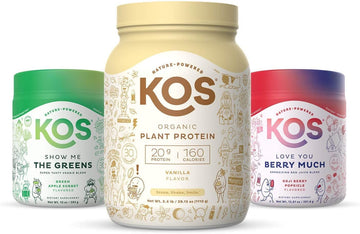 Kos Powerplant Bundle (Organic Plant-Based Vanilla Protein Powder + Organic Reds Blend + Organic Greens Blend)