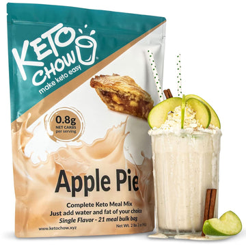 Keto Chow Limited Edition Flavors | Keto Meal Replacement Shake | Nutritionally Complete | Low Carb | Delicious Easy Meal Substitute | You Choose The Fat (Apple Pie, 21 Serving)