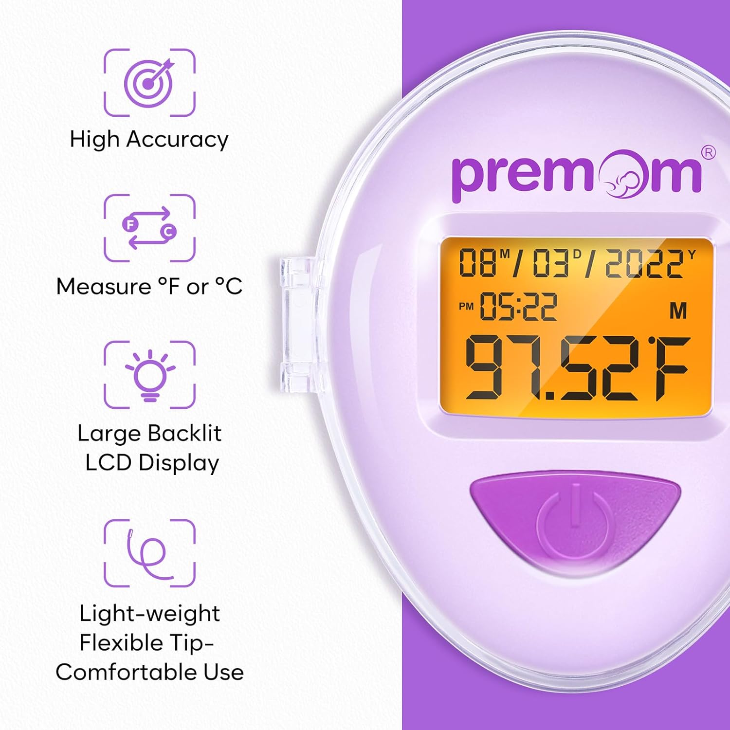 Premom 20 Quantitative Ovulation Test Strips + Basal Body Thermometer for Ovulation Tracking EBT 380 : Health & Household