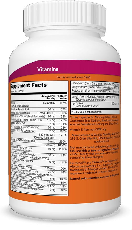 Now Supplements, Daily Vits™, One Tablet Daily With Lutein & Lycopene, 250 Tablets
