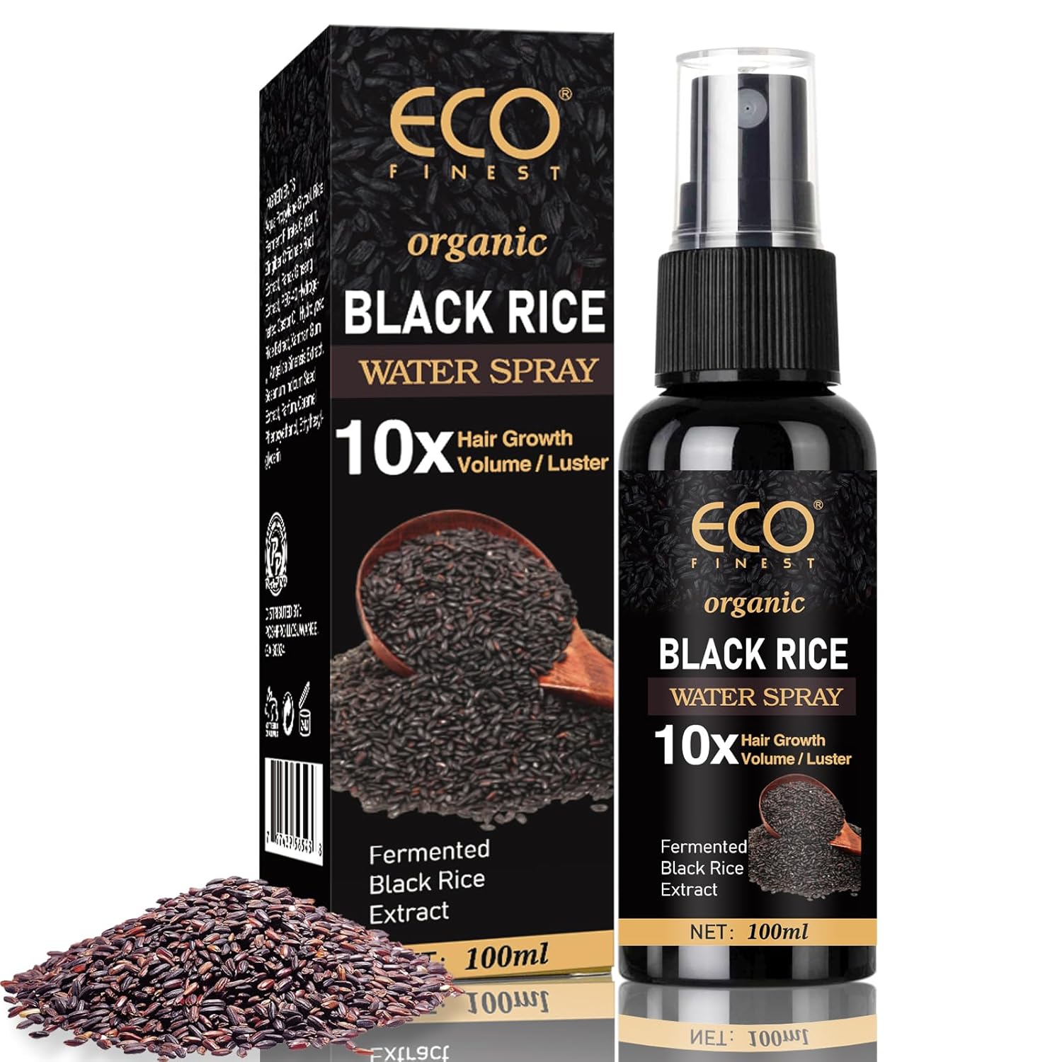 Black Rice Water Serum Spray For Hair Growth With Hydrolyzed Rice Extract, Zingiber, Castor Oil For Thicker Longer Fuller Hair, Women & Men