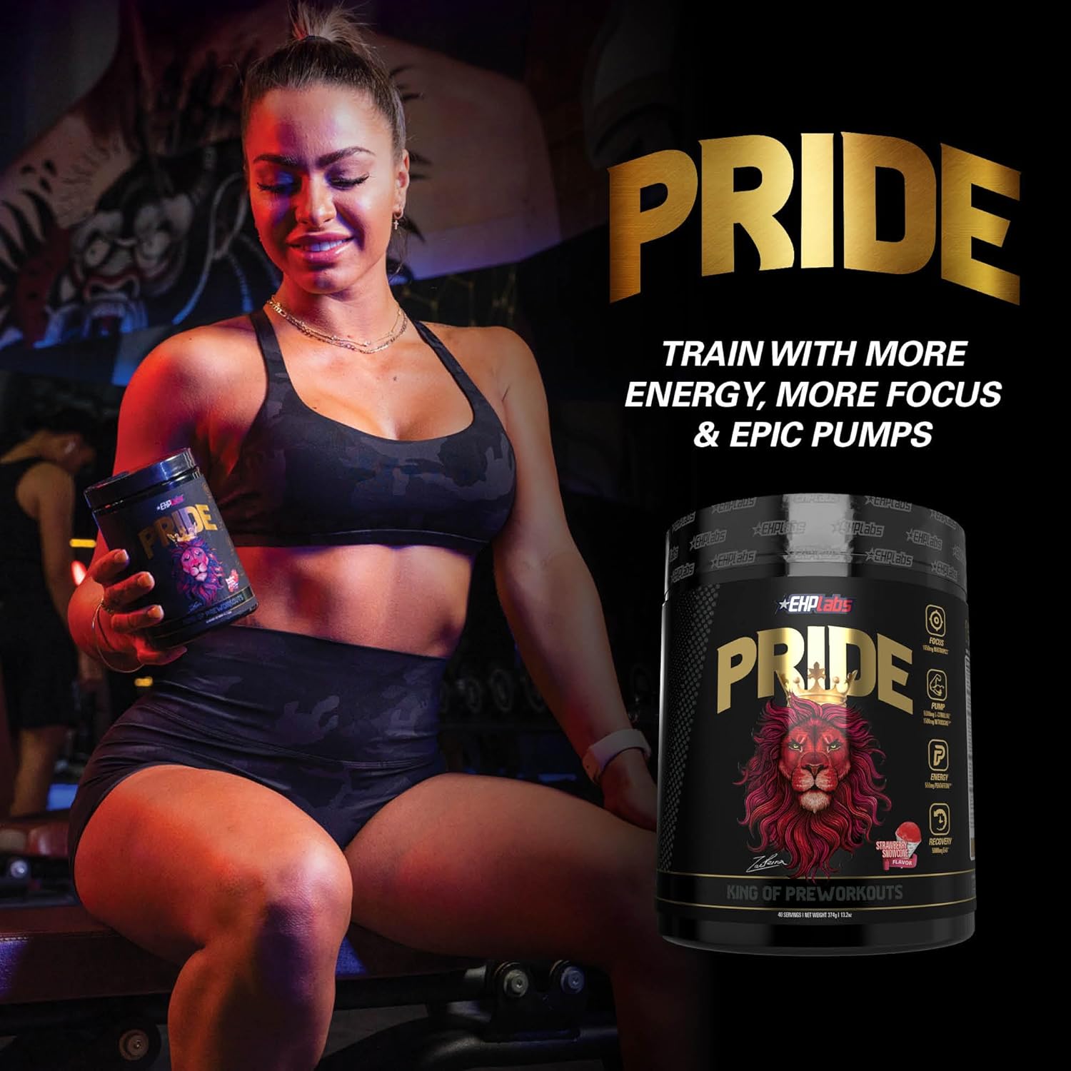 Ehp Labs Pride Pre Workout Powder Energy Supplement - Sugar Free Preworkout For Men & Women, Energy Powder Boost Drink With Bcaa - 280Mg Of Caffeine - Strawberry Snowcone (40 Servings) : Health & Household