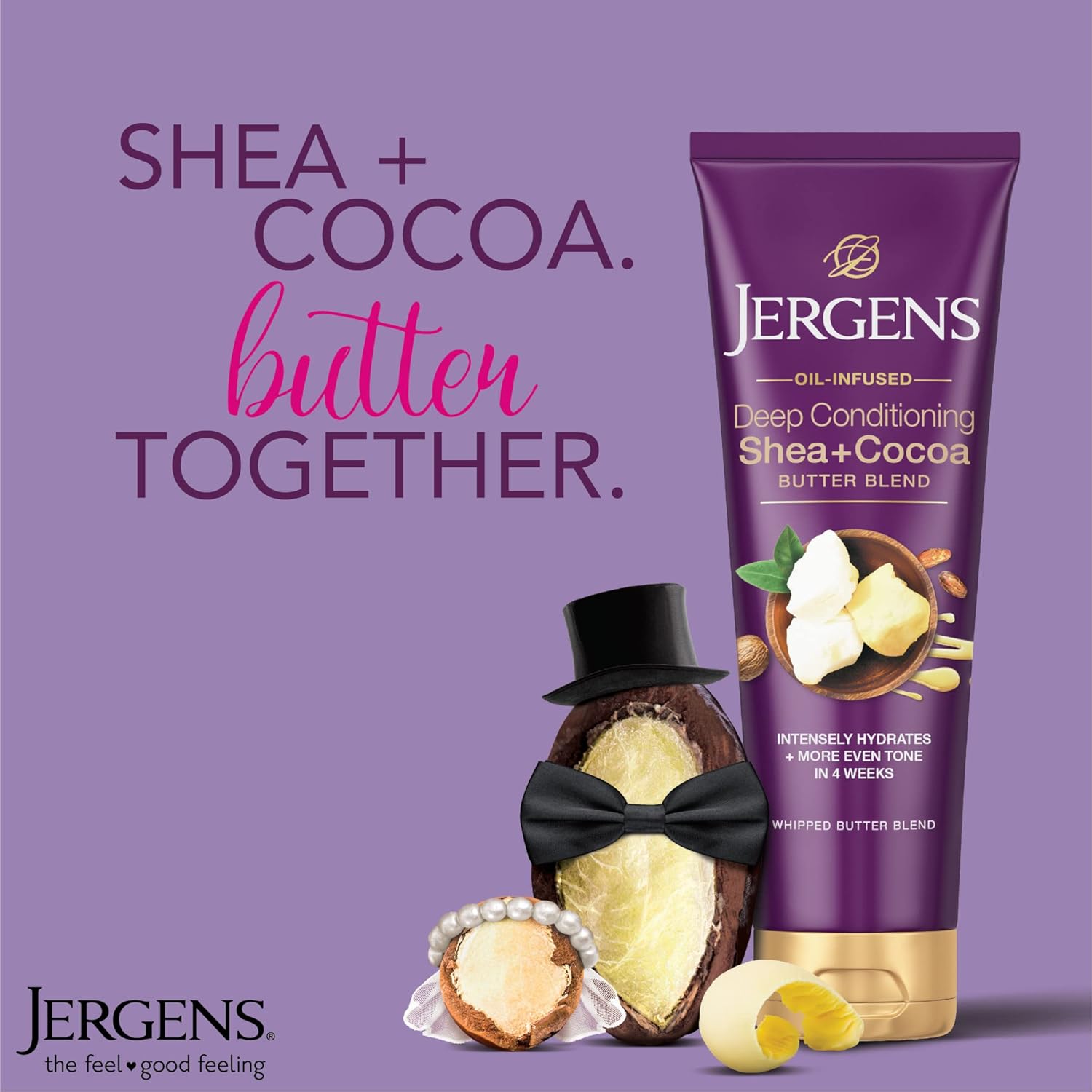 Jergens Shea And Cocoa Whipped Body Butter Lotion, Tone Enriching Hand And Body Lotion For Dry Skin, With Vitamins B3 & E, 8.5 Oz : Beauty & Personal Care