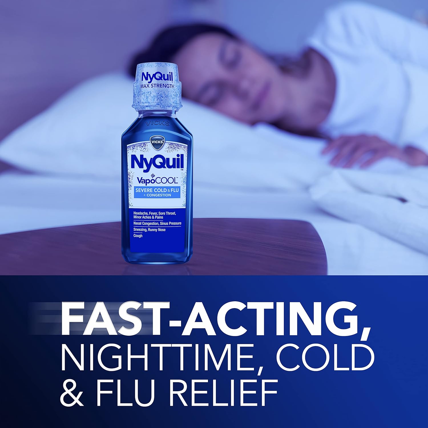 Vicks NyQuil Severe with VapoCOOL Nighttime Cough, Cold and Flu Relief Liquid, Berry, 12 Fl Oz : Everything Else