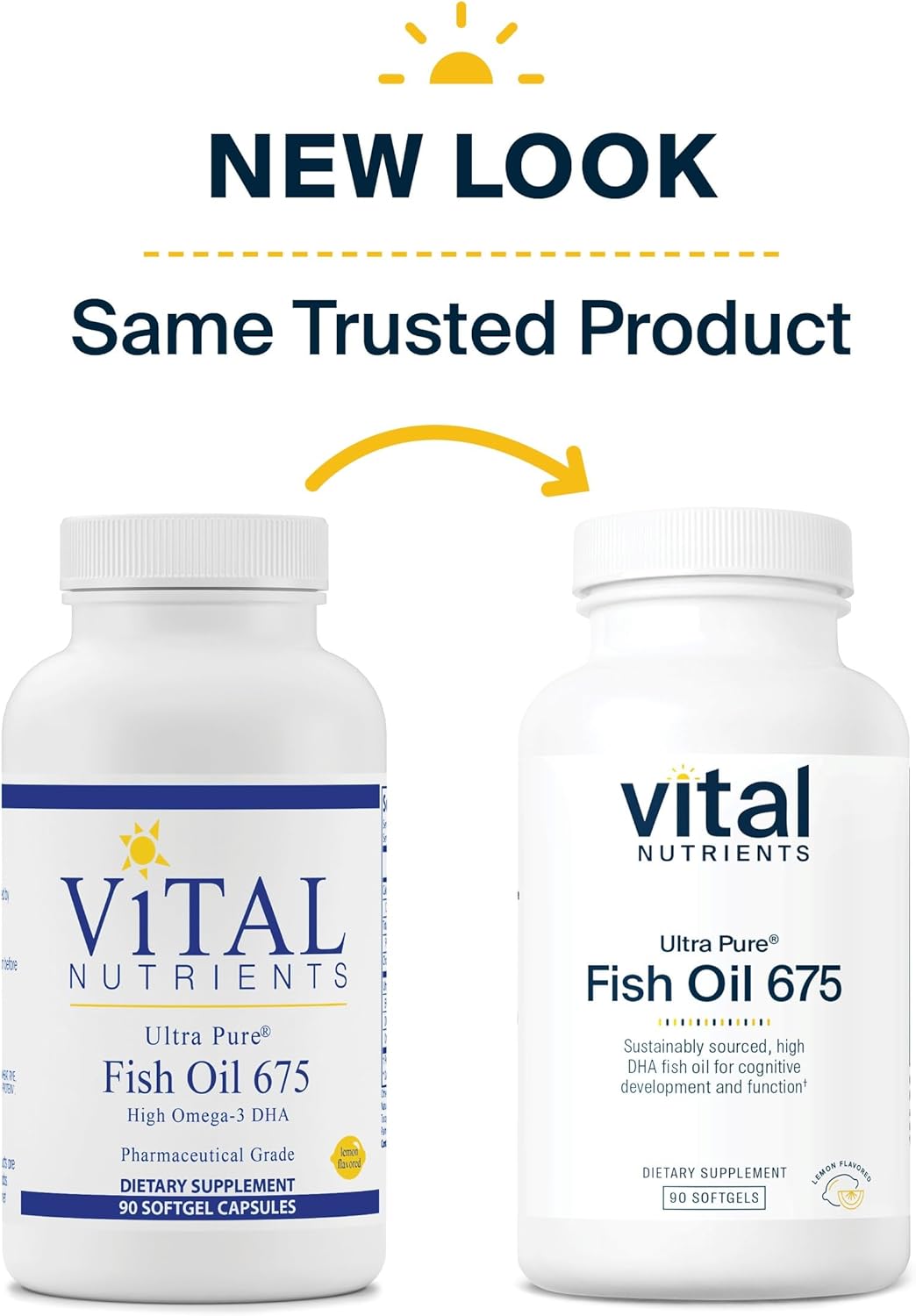 Vital Nutrients Ultra Pure® Fish Oil 675 | Supports Brain Development & Function* | Sustainably Sourced High DHA Omega-3 Fatty Acid | Lemon Flavor | Gluten, Dairy & Soy Free | 90 Softgels : Health & Household