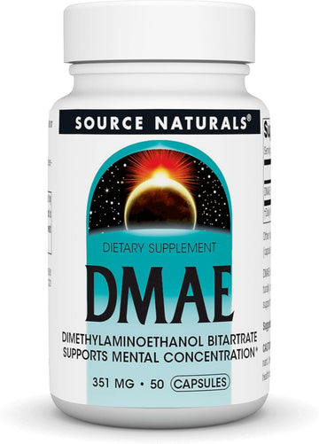 Source Naturals Dmae, Dimethylaminoethanol Bitartrate - Supports Mental Concentration - 50 Capsules