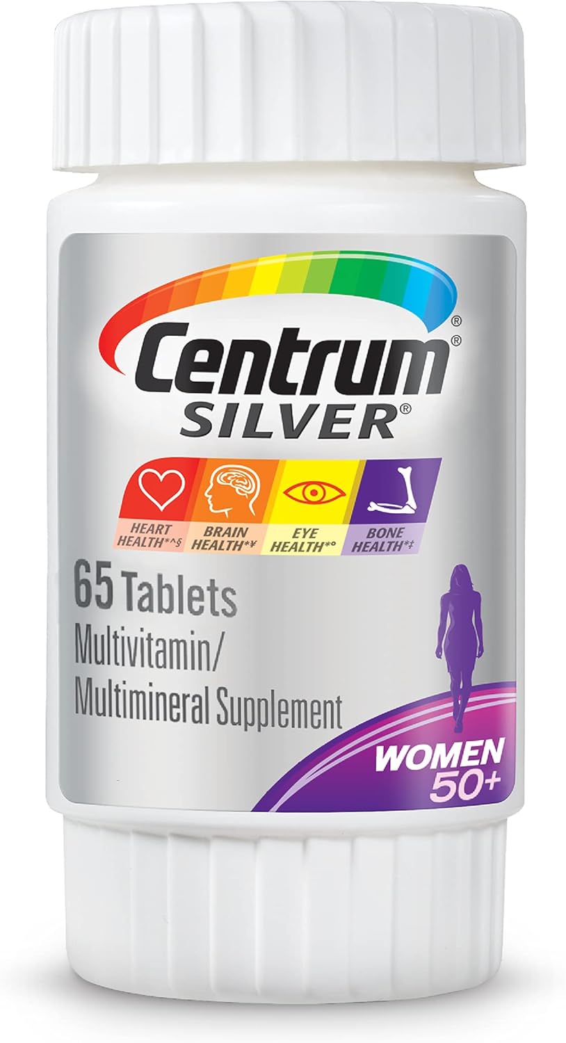 Centrum Silver Women'S Multivitamin For Women 50 Plus, Multivitamin/Multimineral Supplement With Vitamin D3, B Vitamins, Calcium And Antioxidants, Gluten Free, Non-Gmo Ingredients - 65 Count