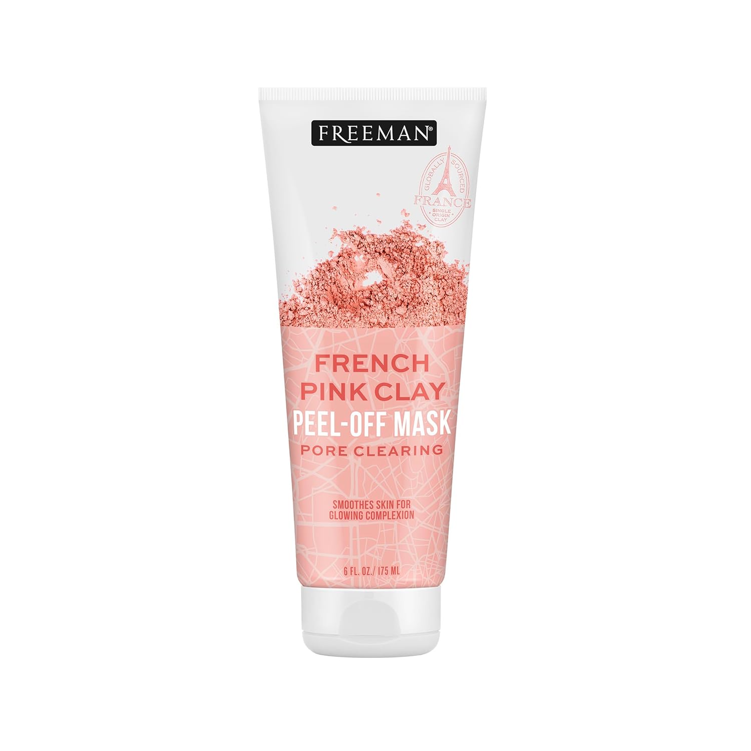 Freeman Exotic Blends French Pink Clay Peel-Off Face Mask, Pore Clearing Facial Mask, Detoxifies & Removes Impurities, Clean Skincare, For Normal & Combination Skin, 6 Fl. Oz./175 Ml. Tube