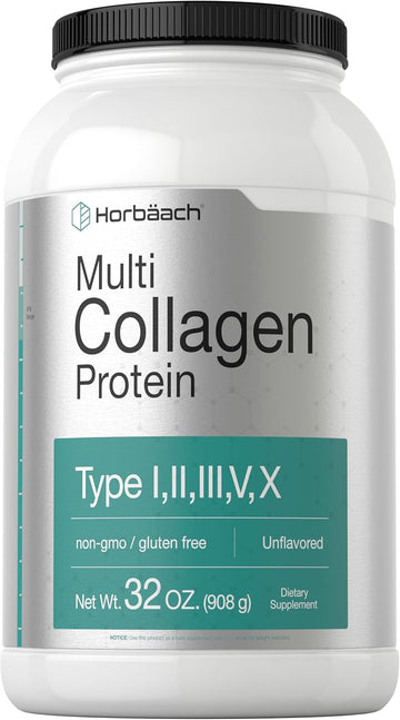 Horbaach Multi Collagen Protein Powder 32 Oz | Type I, Ii, Iii, V, X | Hydrolyzed Collagen Peptides | Keto & Paleo Friendly | Unflavored & Gluten Free