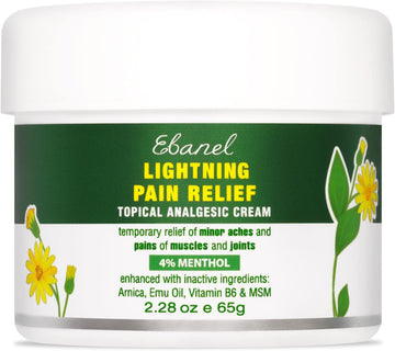 Ebanel Menthol Arnica Gel Pain Relief Cream With Hemp Oil, Emu Oil, Msm, Camphor, Vitamin B6, Boswellia, Anti Inflammatory Bruise Cream Muscle Rub For Arthritis, Nerve Joint Neck Shoulder Back Pain