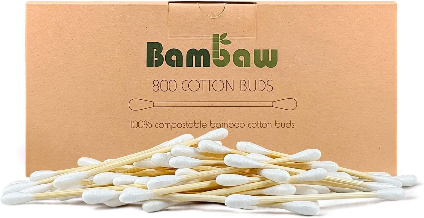 Bamboo Cotton Buds | Eco Cotton Buds | Cotton Swab | Wooden Cotton Bud | Eco Friendly Packaging | Recyclable & Biodegradable Cotton Buds | Bambaw (200)