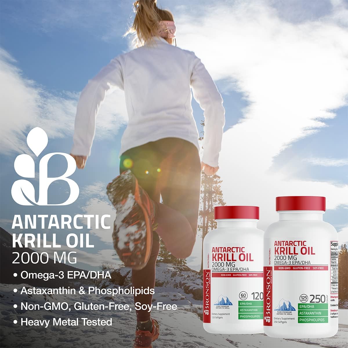 Bronson Antarctic Krill Oil 2000 mg with Omega-3s EPA, DHA, Astaxanthi