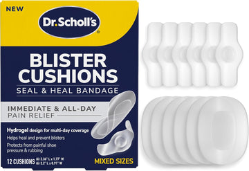 Dr. Scholl’S Blister Cushions Seal & Heal Bandage For Feet, Toes, Heels & Hands, 12 Ct - Blister Prevention Pads, Hydrogel Technology Protects From Painful Shoe Pressure & Rubbing, Water-Resistant