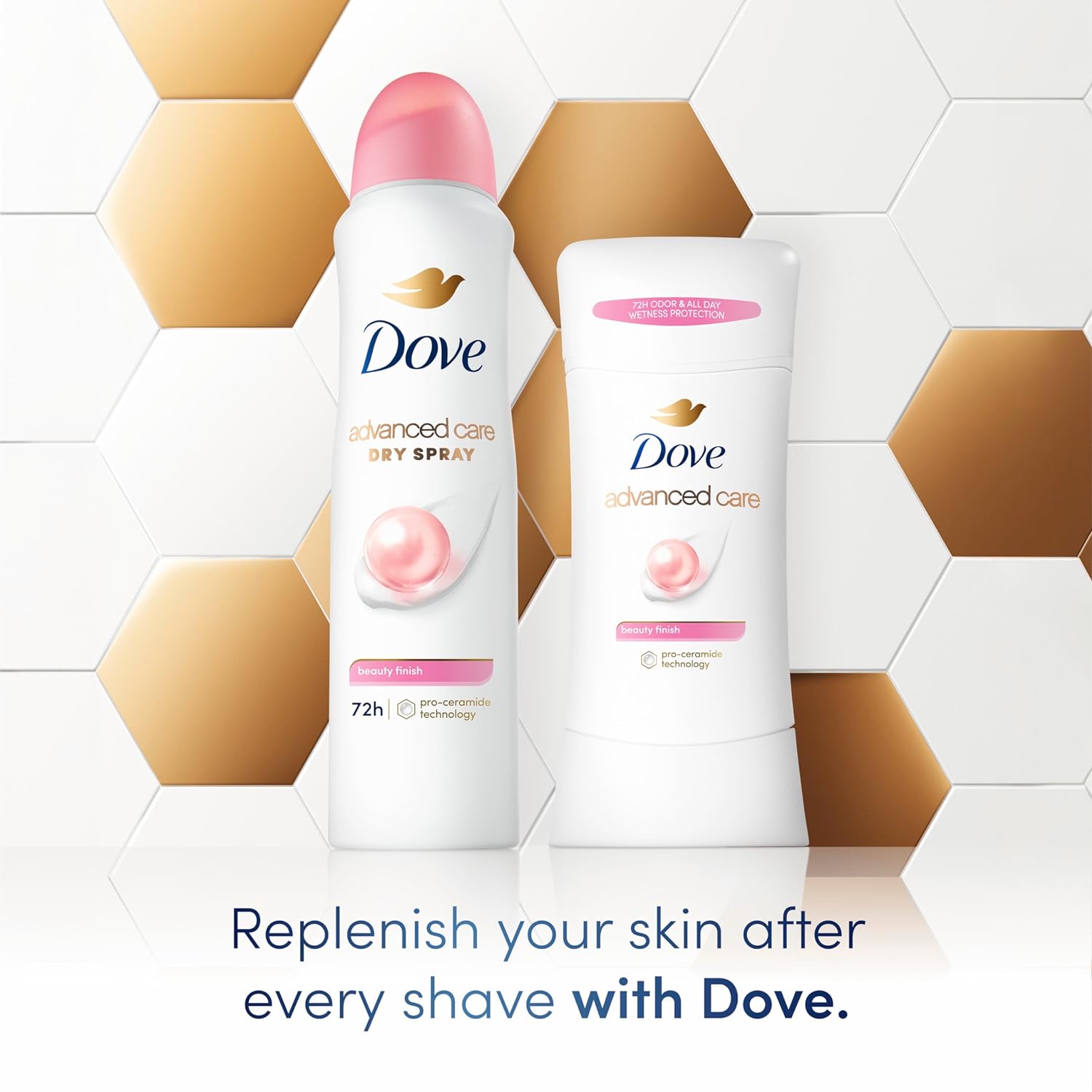 Dove Advanced Care Antiperspirant Deodorant Spray Beauty Finish 3 Count To help skin barrier repair after shaving by boosting skin's ceramide levels 72-hour for Soft Underarms 3.8 oz : Beauty & Personal Care