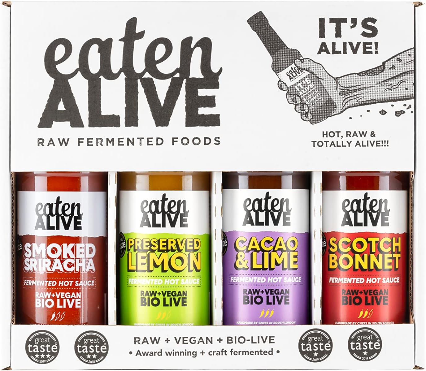 Eaten Alive Award Winning Fermented Hot Sauce - The Discovery Box (4 X 150Ml)