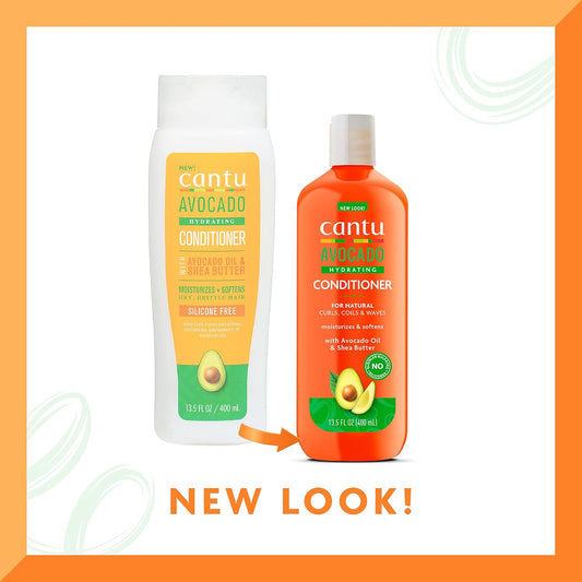 Cantu Avocado Hydrating Silicone-Free Conditioner With Pure Shea Butter, 13.5 Oz (Pack Of 2) (Packaging May Vary)