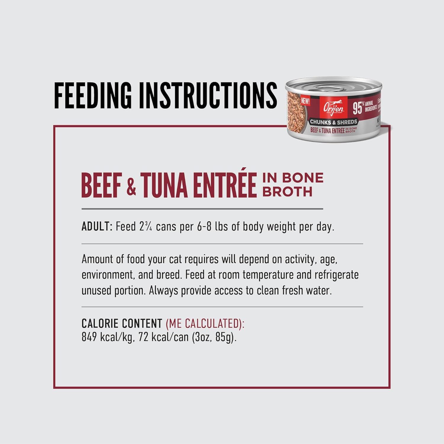 ORIJEN Chunks & Shreds Beef & Tuna Entrée, 3oz : Pet Supplies