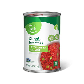 Amazon Fresh, Diced Canned Tomatoes With Green Chilies, 14.5 Oz (Previously Happy Belly, Packaging May Vary)