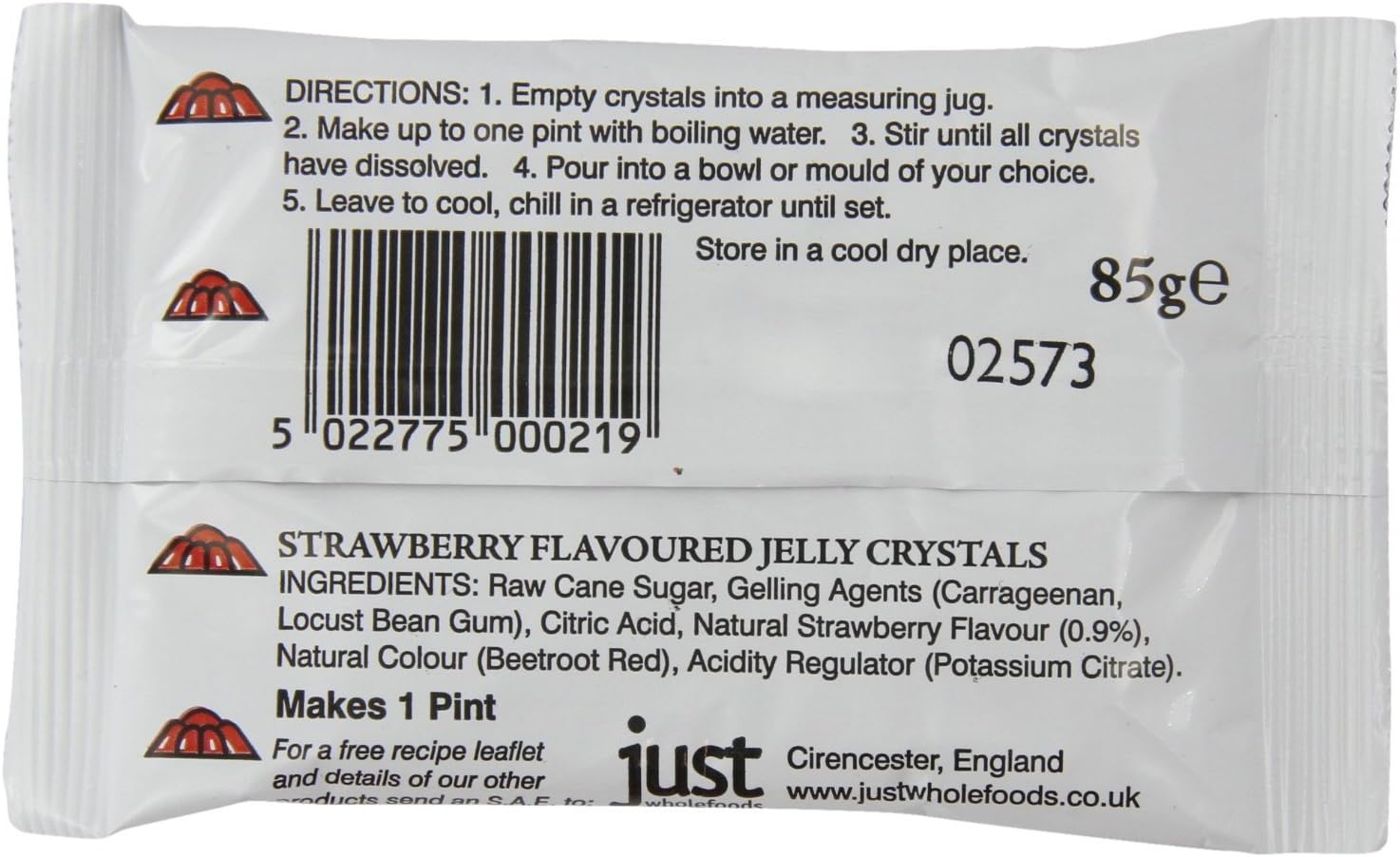 (3 PACK) - Just Wholefoods - Strawberry Jelly Crystals | 85g | 3 PACK BUNDLE