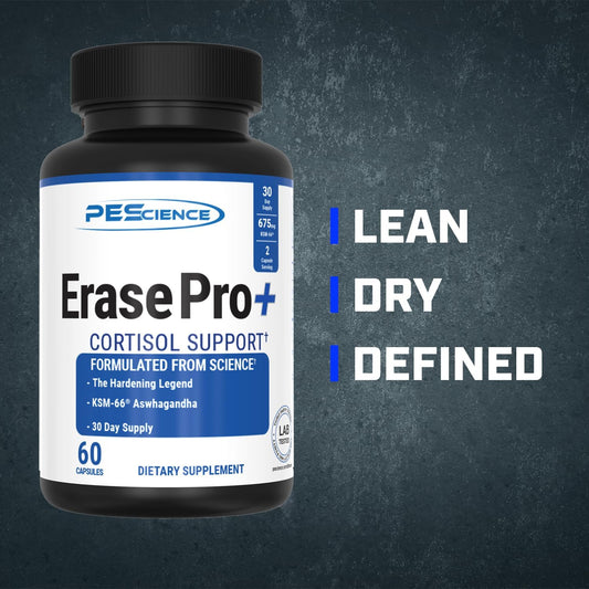 PEScience Erase Pro +, Natural Testosterone Booster, Cortisol Blocker, and Anti Estrogen PCT Supplement, 30 Day Cycle