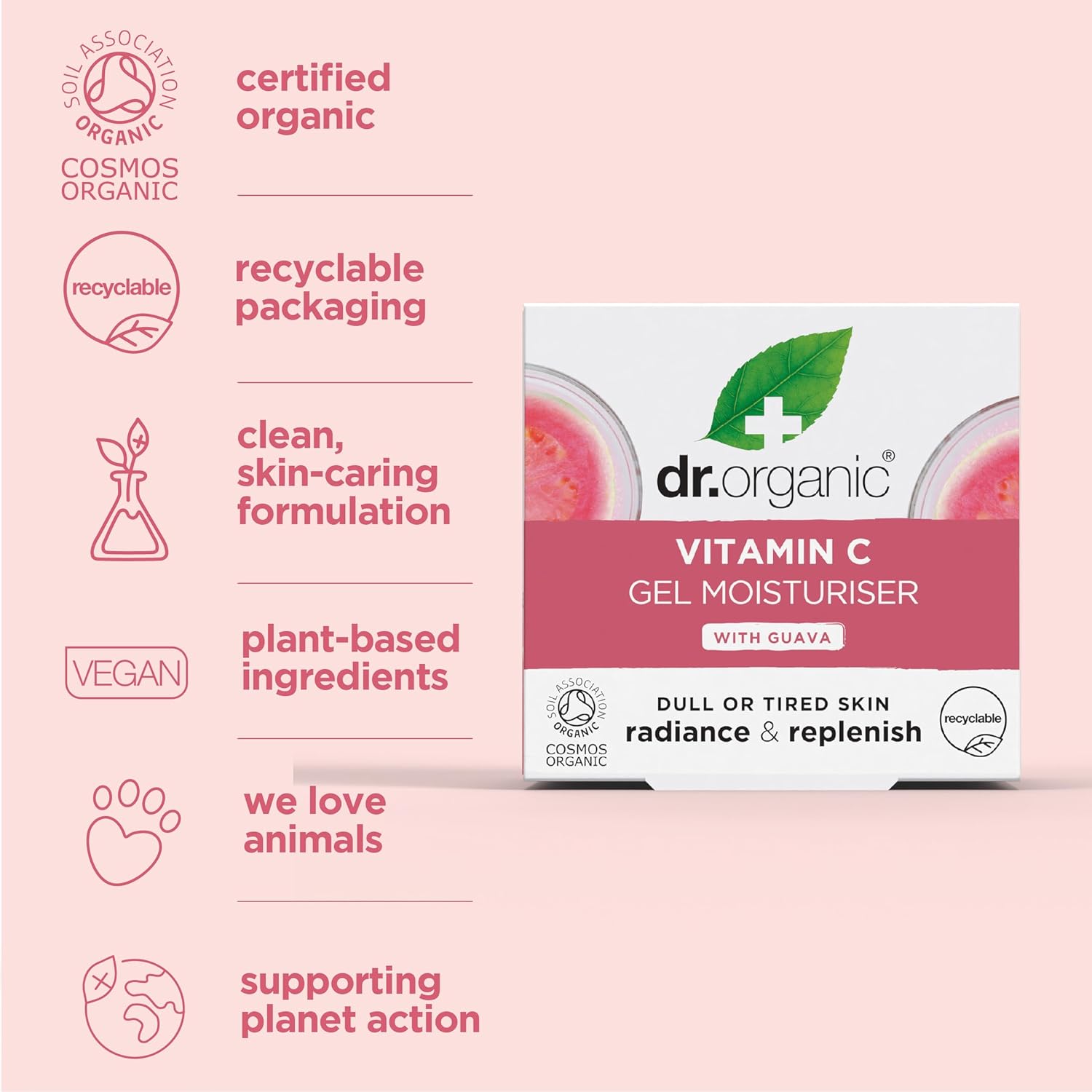 Dr. Organic Vitamin C Gel Moisturizer | Brightening And Moisturizing For Dehydrated Skin, Natural, Vegan, Cruelty-Free, Paraben & Sls Free, Certified Organic, 50 Ml / 1.7 Fl Oz : Beauty & Personal Care
