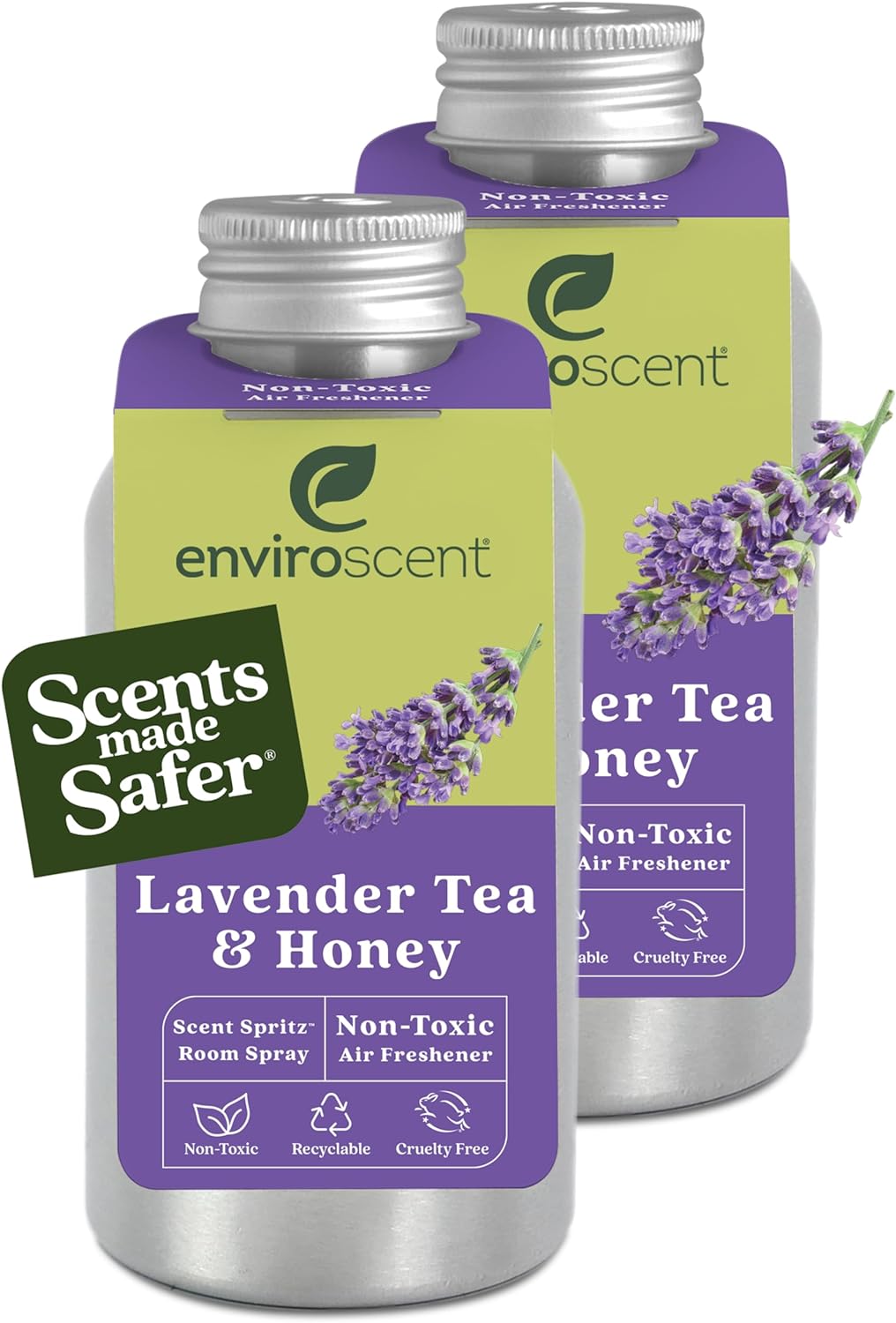 Enviroscent Non-Toxic Air Freshener for Home (Lavender Tea & Honey) Air Freshener Spray | Room Spray and Bathroom Spray | 2 recyclable Scent Spritz™ refills