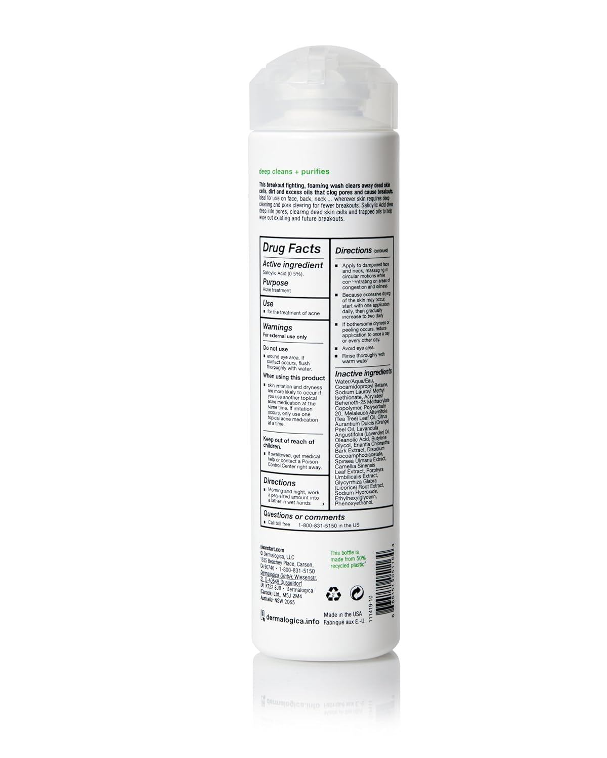 Dermalogica Clear Start Breakout Clearing Foaming Wash - Acne Face Wash With Salicylic Acid & Tea Tree Oil - 10 Fl Oz : Beauty & Personal Care