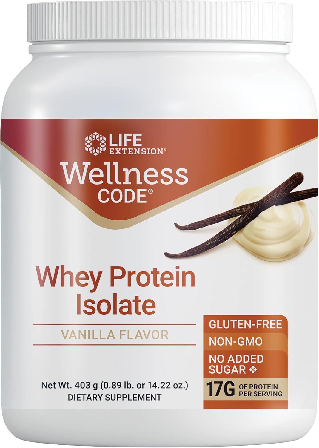 Life Extension Wellness Code Whey Protein Isolate – Vanilla Protein Powder For Muscle Growth & Immune Health - Fitness Supplements - Gluten-Free, Non-Gmo, Sugar Free – 14.2 (20 Servings)