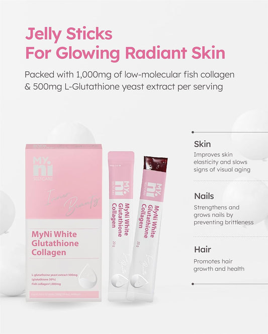 Glutathione Collagen Jelly (15 Sticks) - Korean Skincare Supplement By Ildong. L-Glutathione Yeast Extract 500Mg, Low-Molecular Weight Fish Collagen 1,000Mg, Pomegranate Extract