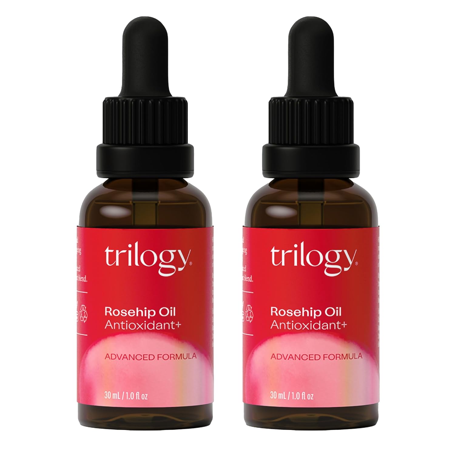 Trilogy Certified Organic Rosehip Oil Antioxidant+ Duo, With Enriching Antioxidants & Essential Fatty Acids, 1.0 Fl Oz Each