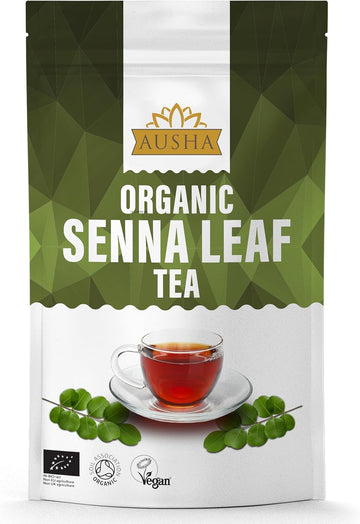 Ausha Organic Senna Tea Leaves 100G - Uk Certified Organic By Soil Association - Laxative Tea For Constipation Relief - Digestion,Cleanse, Caffeine Free, Loose Leaves