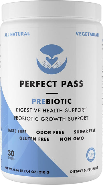 PERFECT PASS Prebiotic PHGG Partially Hydrolyzed Guar Gum 210g Powder - 100% Natural Gluten Free Non GMO - Certified Kosher Vegetarian Sugar Free