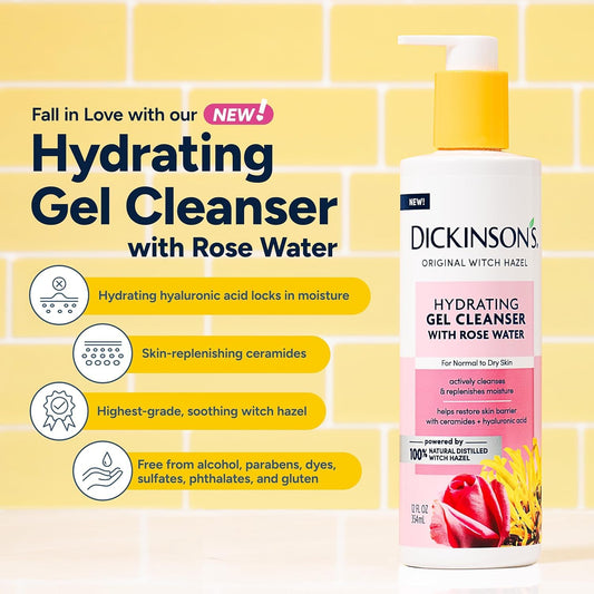 Dickinson'S Original Witch Hazel Pore Perfecting Facial Cleanser, 12 Fl Oz, For Normal To Oily Skin, Removes Excess Oil, Refines And Clears Pores, Alcohol-Free Face Wash