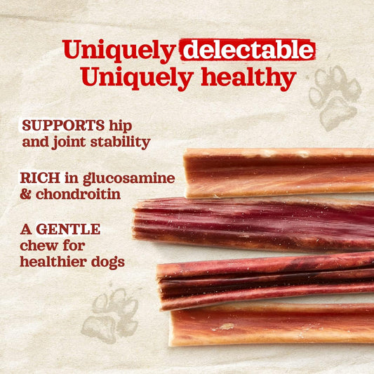 Natural Farm Gullet Sticks (6 Inch, 50 Pack) - One Ingredient Beef Esophagus Chews - Fully Digestible, Promotes Joint & Dental Health, For Pups, Small & Senior Dogs