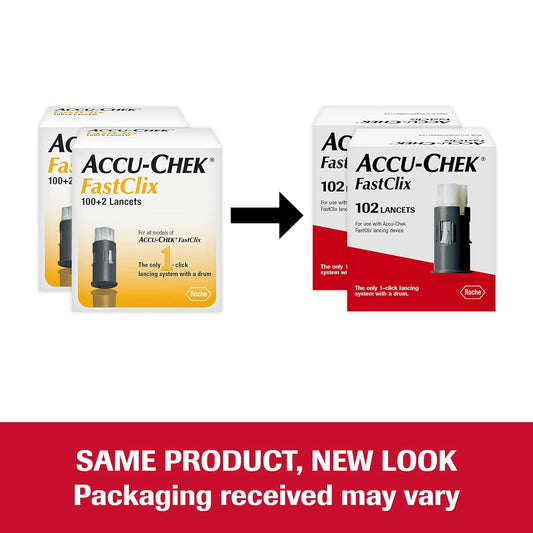 Accu-Chek Fastclix Diabetes Lancets For Diabetic Blood Glucose Testing (2 Packs Of 102)(Packaging May Vary)