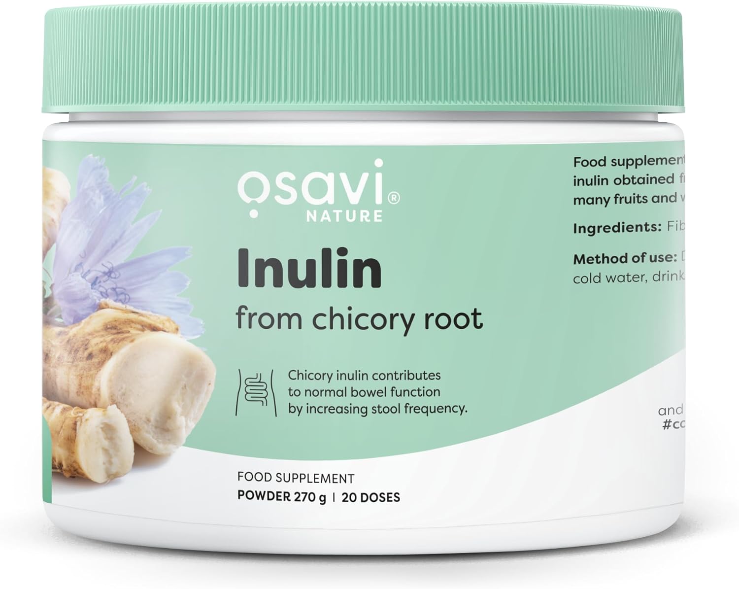 Osavi Inulin – 270 G | Highly Soluble Chicory Root Inulin Powder For Digestive Health | Supports Bowel Function & Natural Fiber Intake