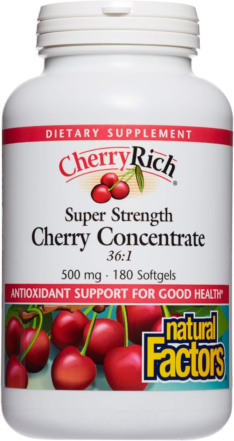 CherryRich by Natural Factors, Super Strength Cherry Concentrate, Antioxidant Support for Healthy Joints and Uric Acid Metabolism, 180 softgels (180 servings) : Health & Household