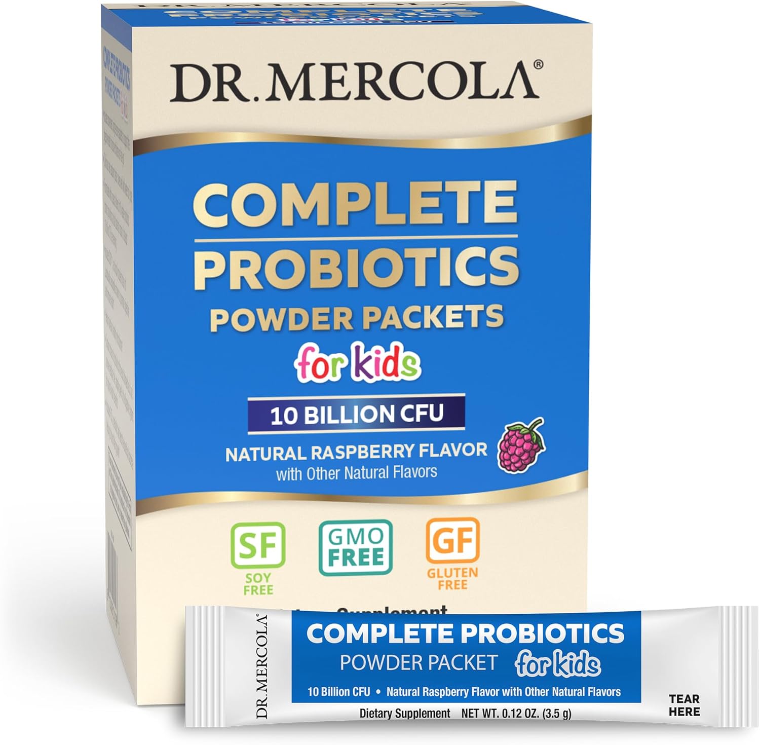Dr. Mercola, Complete Probiotics Powder Packets For Kids, (10 Billion Cfu) 30 Servings (30 Packets), Non Gmo, Soy-Free, Gluten Free