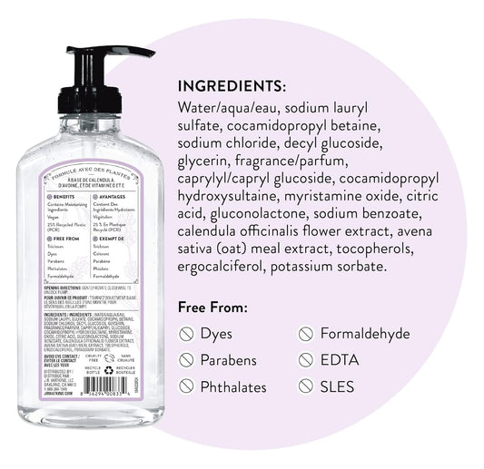 J.R. Watkins Liquid Hand Soap With Dispenser, Moisturizing Hand Soap, Alcohol-Free Hand Wash, Cruelty-Free, Usa Made Liquid Soap For Bathroom And Kitchen, Lavender, 11 Fl Oz, 3 Pack