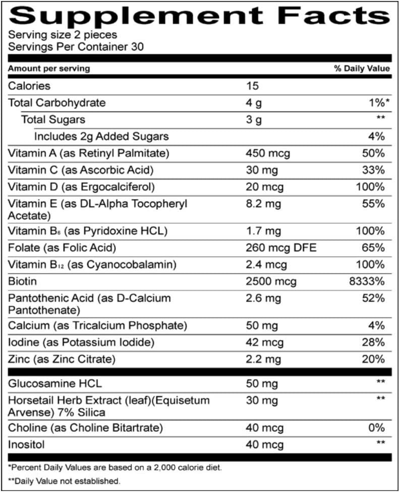 Hairfinity Candilocks Chewable Hair Vitamins - Gummies Scientifically formulated with Biotin, Inositol, and Choline for Longer, Stronger Hair Growth (60 Vegetarian Gummies) : Health & Household