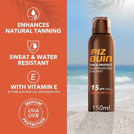 Piz Buin Tan And Protect Intensifying Sun Spray Spf 15, 150Ml
